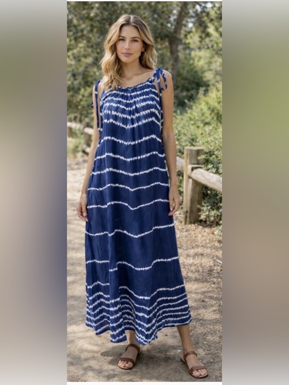 Ex Voto Vintage Maxi Blue Tie Dye Iris Sundress Boho Style